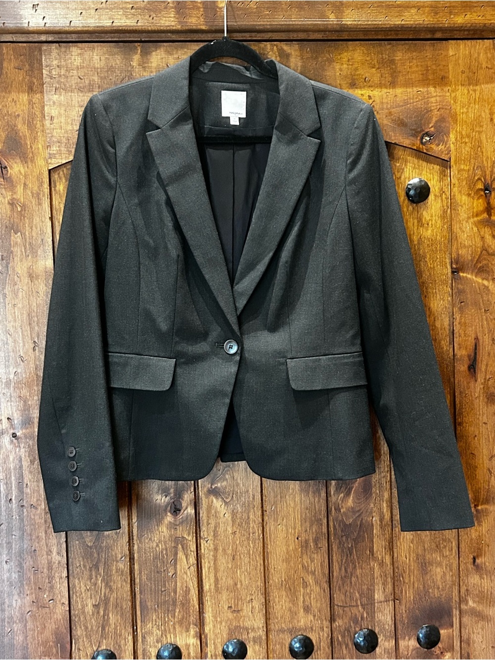 Halogen Charcoal Single-Button Tailored Blazer, Size 10